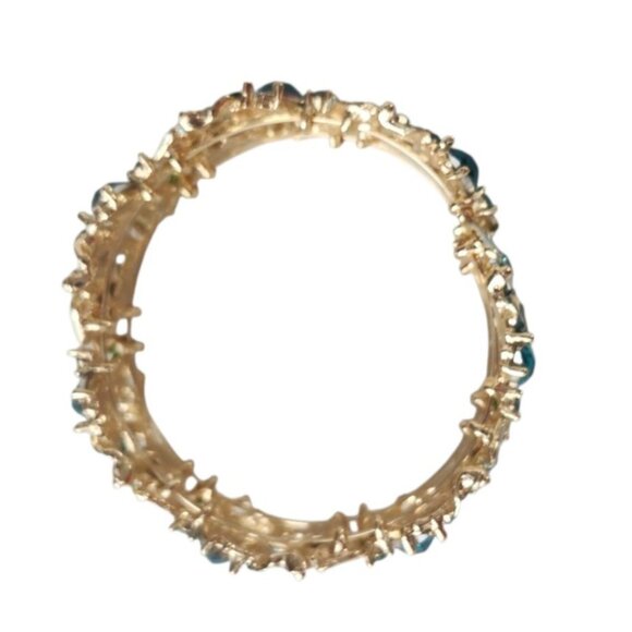 Turquoise Hearts and Flowers Hinged Cuff Bracelet - Picture 3 of 7